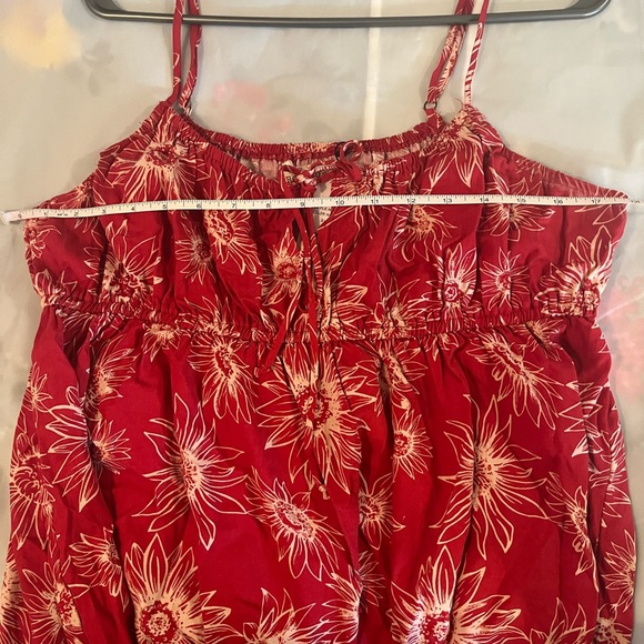 Rewind Juniors Tie Front Fit & Flare Dress, Women's SZ XXL, Red Hawaii - Picture 6 of 7